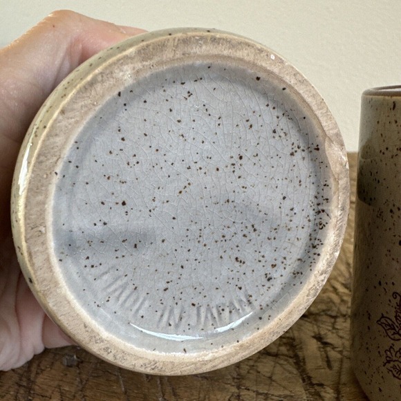 Vintage Home Sweet Home Mugs Pair Speckled Pottery Set Made in Japan 70s Country - Picture 4 of 13